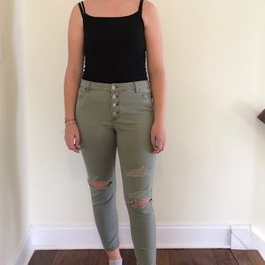 Olive green Hollister high waisted jeans